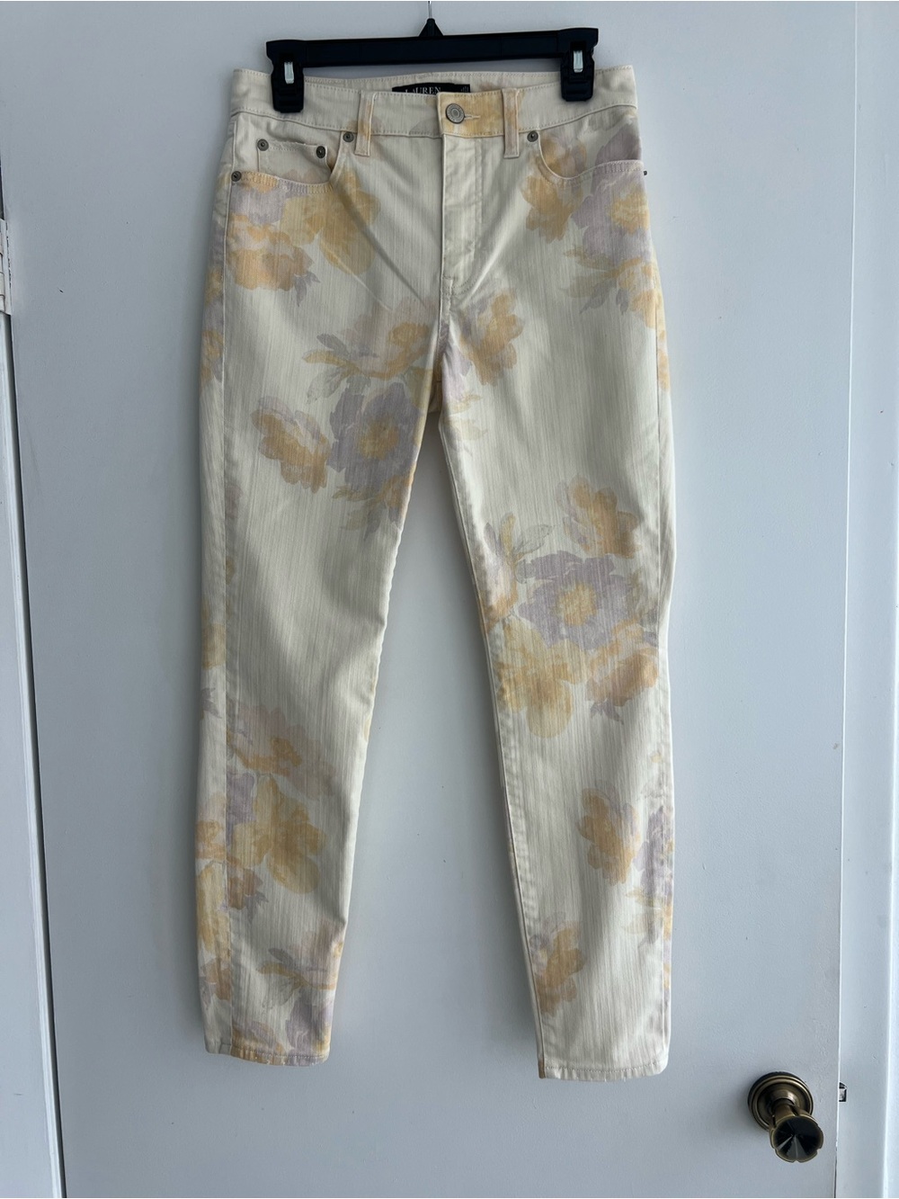 Ralph Lauren Cream Floral Print Skinny Jeans